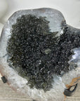 Unique Natural Black Amethyst Geode on Metal Stand - MWS3387