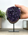 Top Grade Natural Amethyst Crystal Cluster on Metal Stand – Deep Purple Specimen from Uruguay - MWS2412