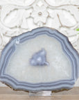 Blue Banded Agate & Quartz Stone Slice - SLC0009
