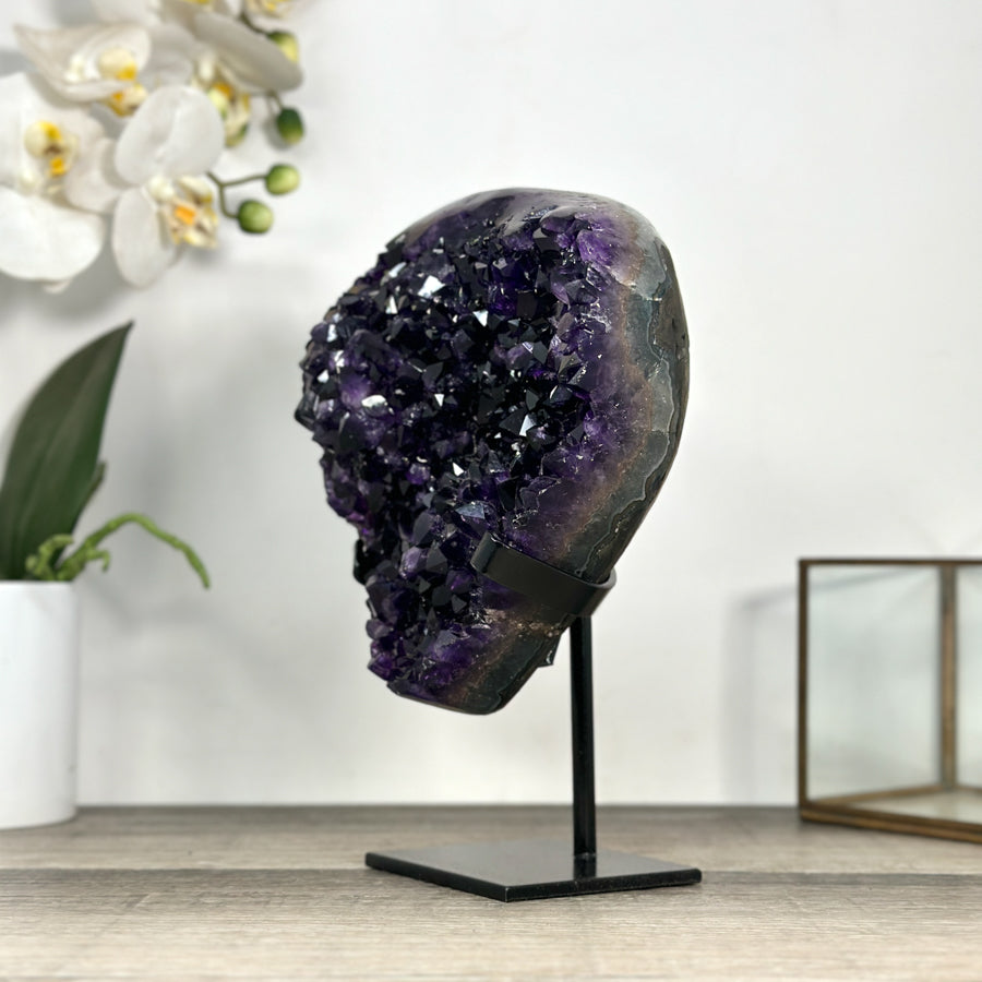 Deep Purple Amethyst Cluster on Metal Stand from Uruguay - MWS2779