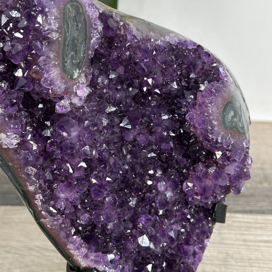 Amethyst Crystal Cluster on Stand - Violet Geode for Home Decor Display - MWS2646