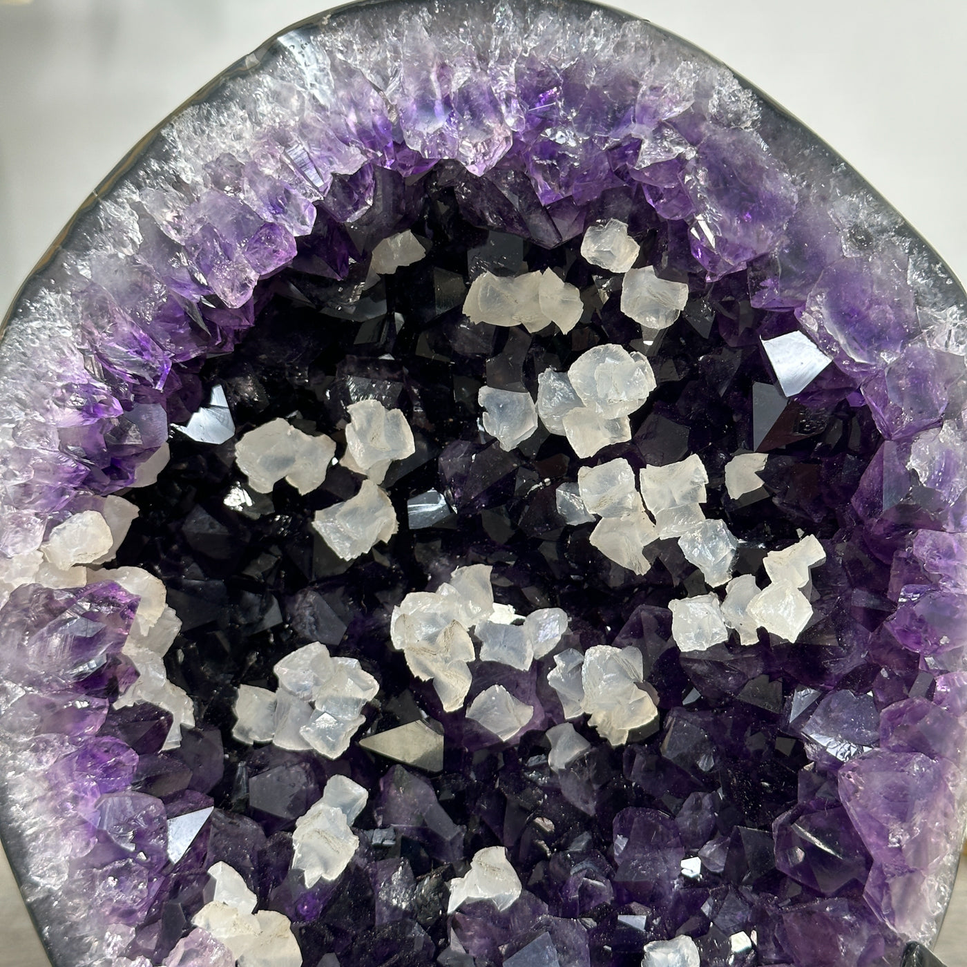 Amethyst Geode with Calcite Crystal Highlights for Home Decor - MWS2682