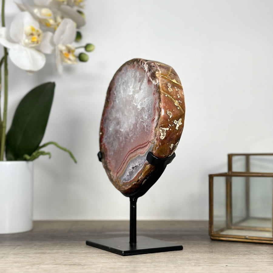 Natural Red Jasper Slice with Metallic Stand - MWS2227