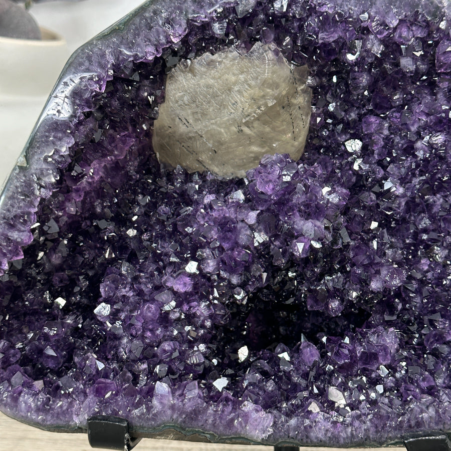 Natural Amethyst Geode with Calcite Crystal Specimen - MWS3088