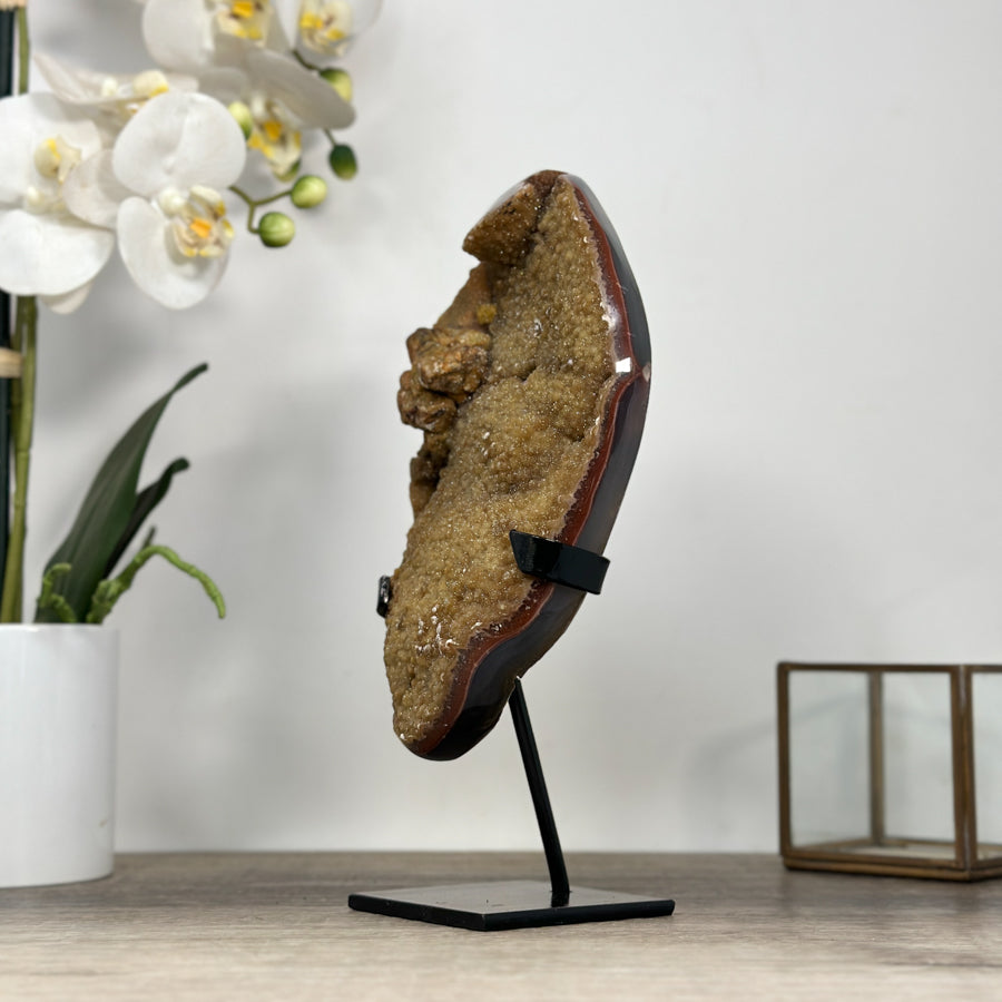 Rare Natural Yellow Sugar Quartz Cluster with Calcite Formation - MWS2029