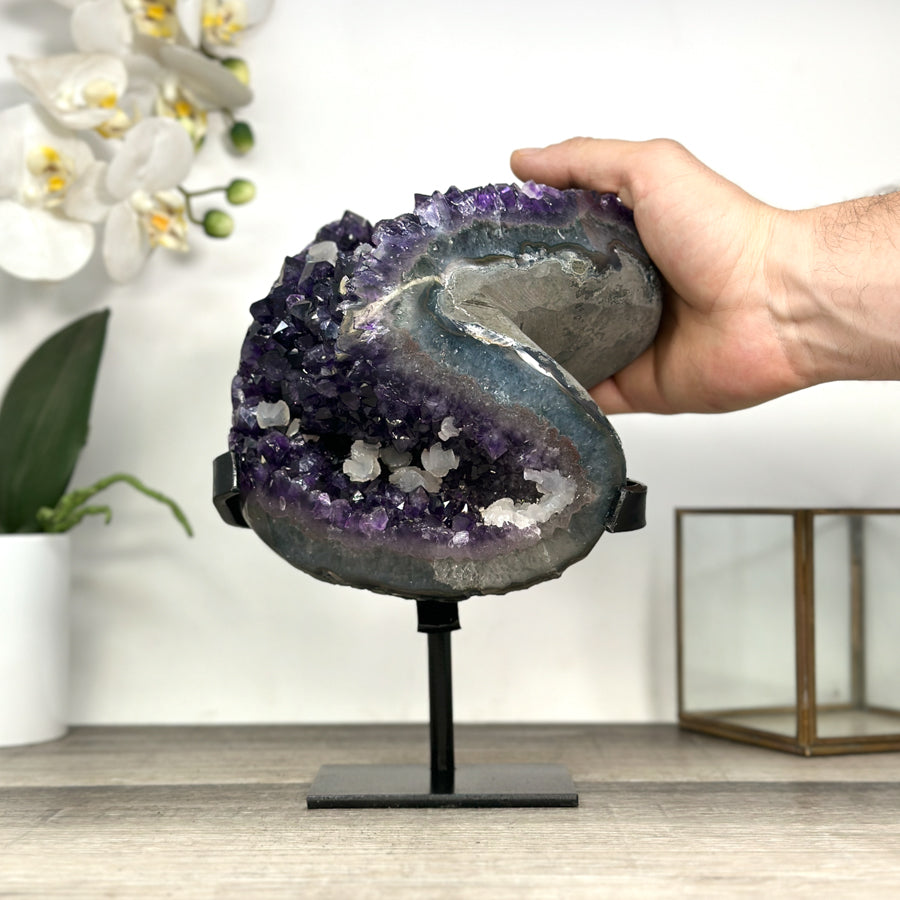 Natural Amethyst Geode with Deep Purple Crystals – Unique Mineral Display Piece - MWS2818