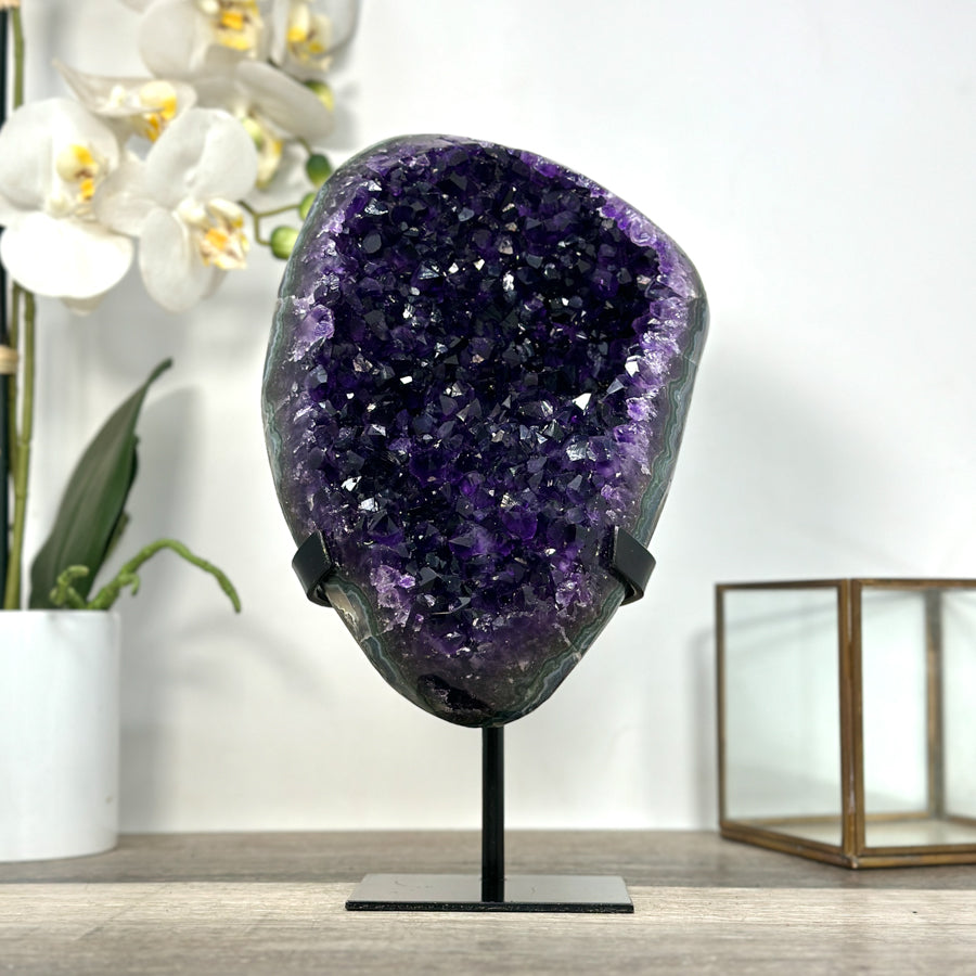 Amethyst Crystal Cluster on Stand - Deep Purple Mineral Specimen for Home Decor - MWS2617