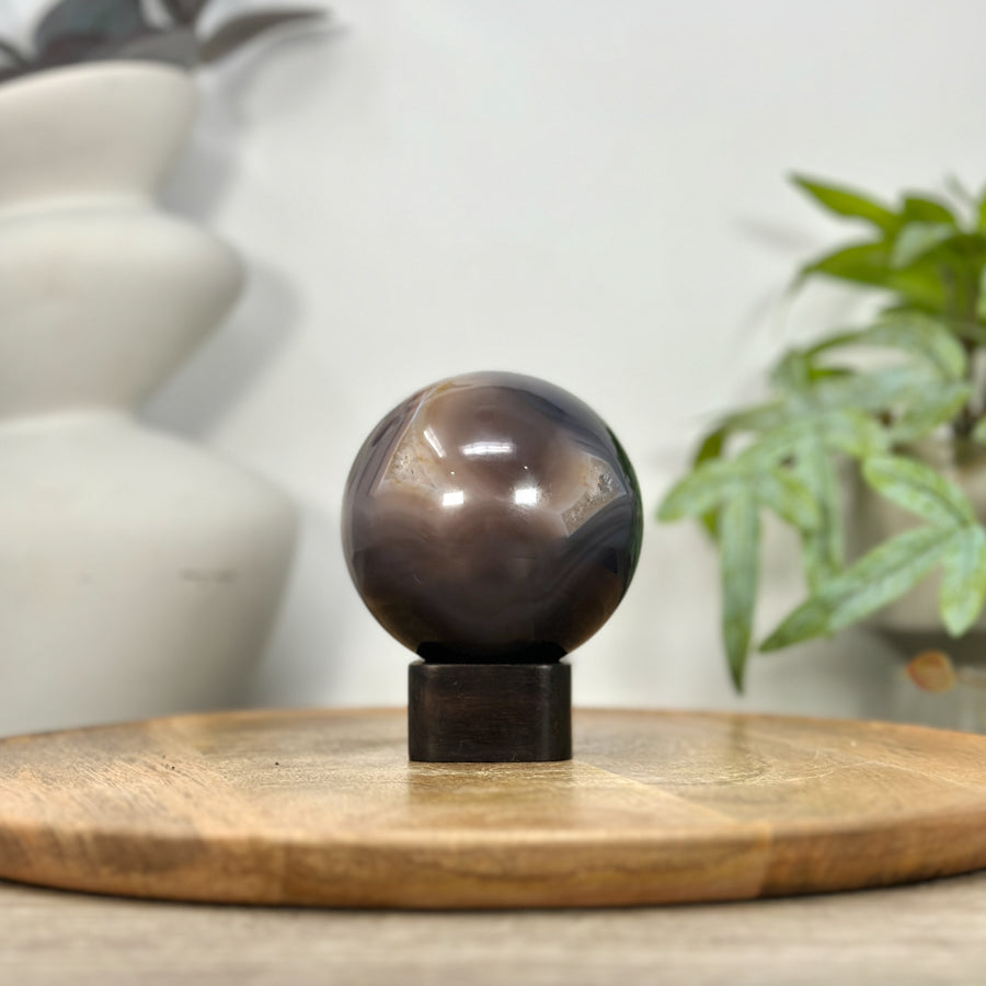 Banded Agate &amp; Quartz Druzy Sphere Geode - SPH0203
