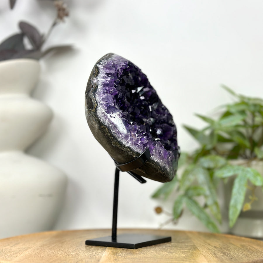 Uruguayan Amethyst Geode on Metal Stand - MWS3253