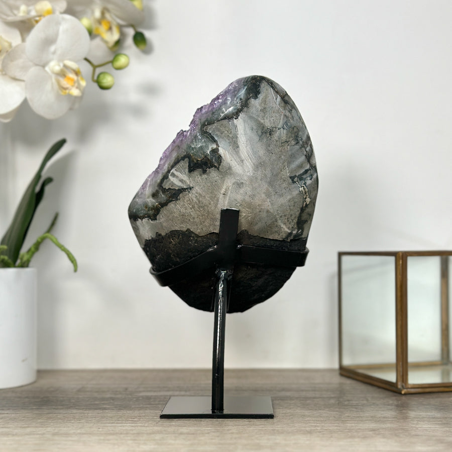 Amethyst Geode With Beautiful Crystal Formation – Natural Purple Display Piece for Yoga Space Decor - MWS2495