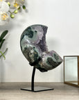 Amethyst & Green Jasper Crystal Moon with Stand - MWS2585