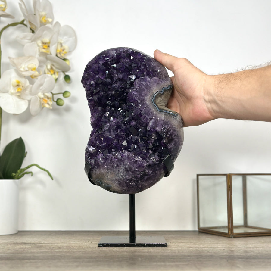 Large Uruguayan Amethyst Stone Cluster on Stand - MWS3033