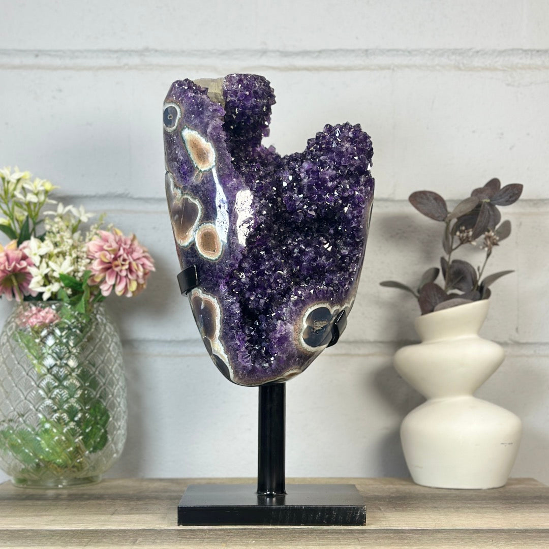 Huge 15 in Tall Amethyst &amp; Agate Statement piece from Uruguay - MWS3407