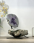 Large Amethyst & Green Jasper Jewelry Box on Metal Stand - MWS2993