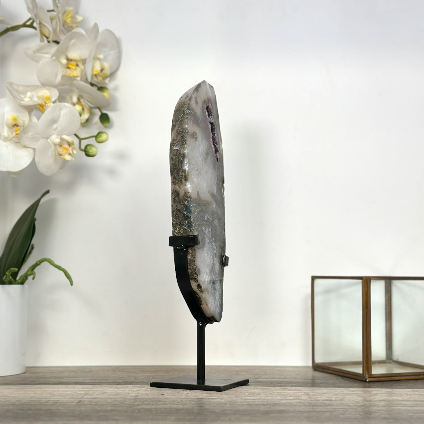 Amethyst and Quartz Slice Mineral Specimen for Home Decor - MWS2666