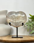 Natural Quartz Stone Heart Carving with Stand - HST0356