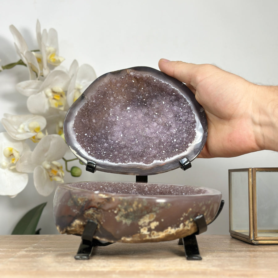 Stunning Polished Agate Geode with Amethyst Interior - MWS1986
