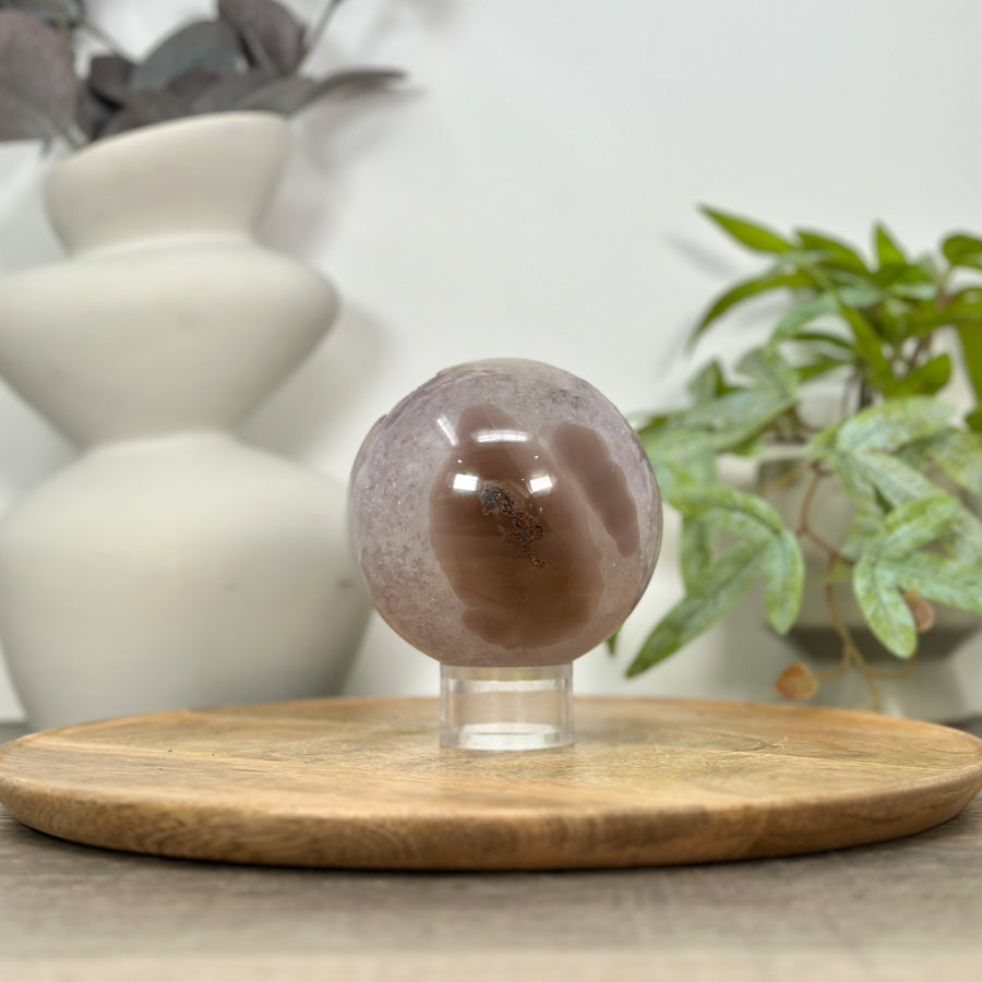 Uruguayan Amethyst Druzy &amp; Agate Sphere Geode - SPH0150