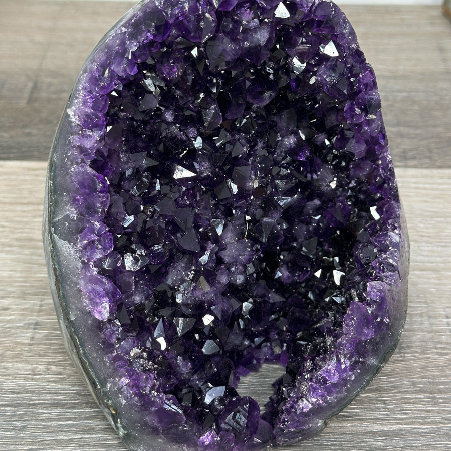 Raw Amethyst Geode with Deep Purple Crystal Cluster - CBP1227