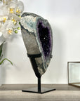 Deep Purple Amethyst Geode With Metal Stand – Unique Crystal Art - MWS2713