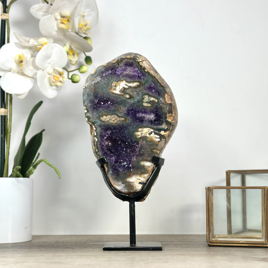 Unique Amethyst &amp; Agate Polished Slice - MWS2323