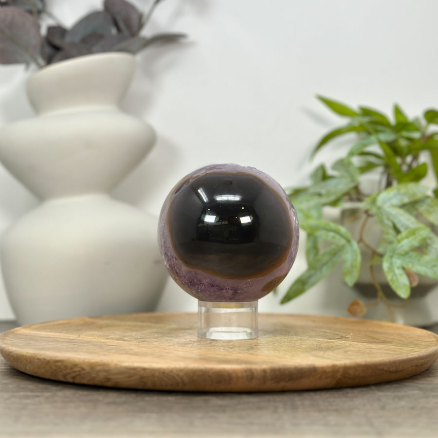 Natural Amethyst &amp; Agate Sphere Geode - SPH0155