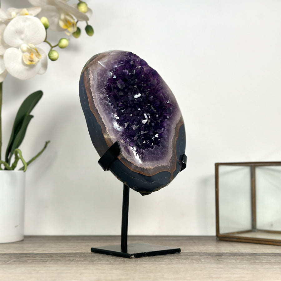 Amethyst Crystal Geode with Natural Agate Shell - MWS2796