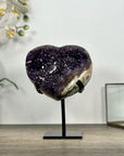 Amethyst & Green jasper Stone Heart Carving - HST0337