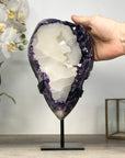 Huge Calcite Crystal Formation on Deep Purple Amethyst Cluster - MWS2314