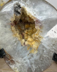 Natural Yellow Sugar Druzy Geode, Metallic Stand included - MWS1972