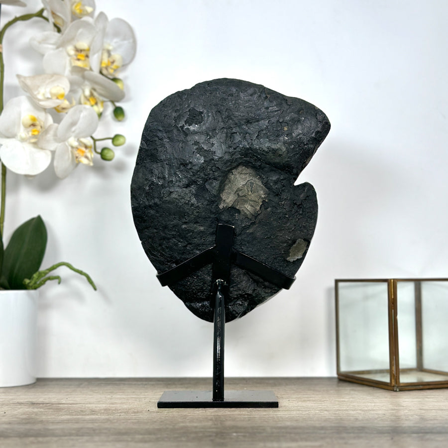 Deep Purple Amethyst Stone Geode Statement Piece on Stand - MWS3032