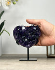 A+ Grade Natural Amethyst Heart Carving with Metal Stand - HST0305