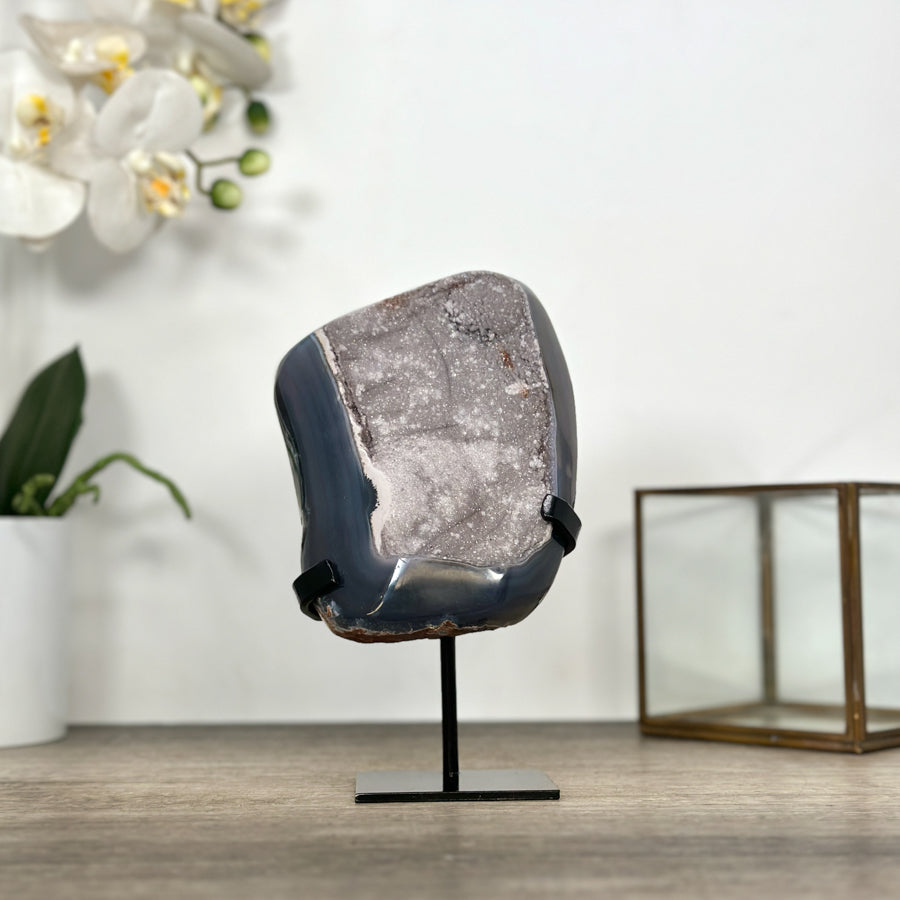 Natural Uruguayan Agate Geode with Druzy Interior - MWS3017