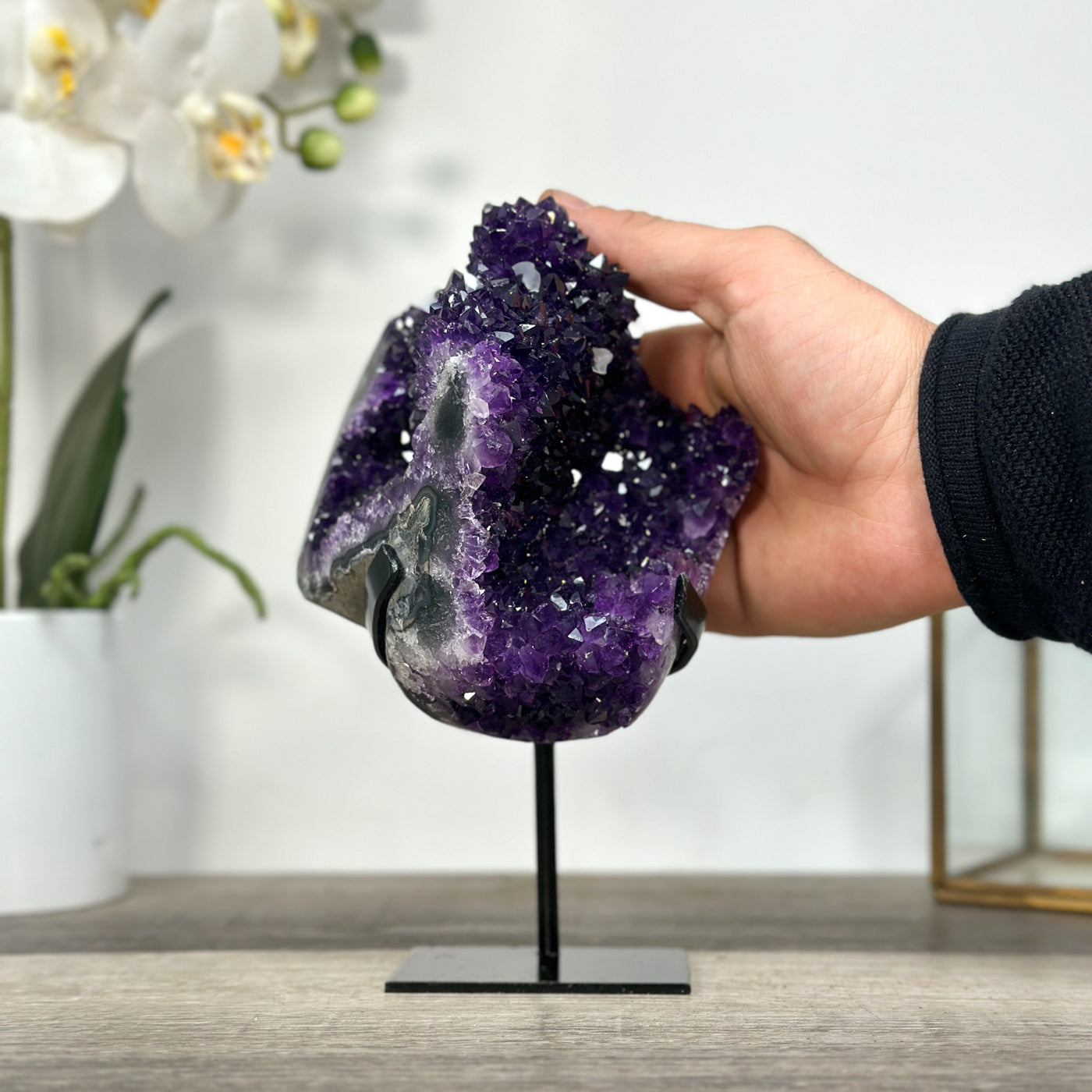 Top Grade Amethyst Crystal Cluster with Deep Purple Points for Home Decor - MWS2676