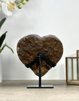 Natural Amethyst Crystal Heart, Metal Stand Included - HST0314
