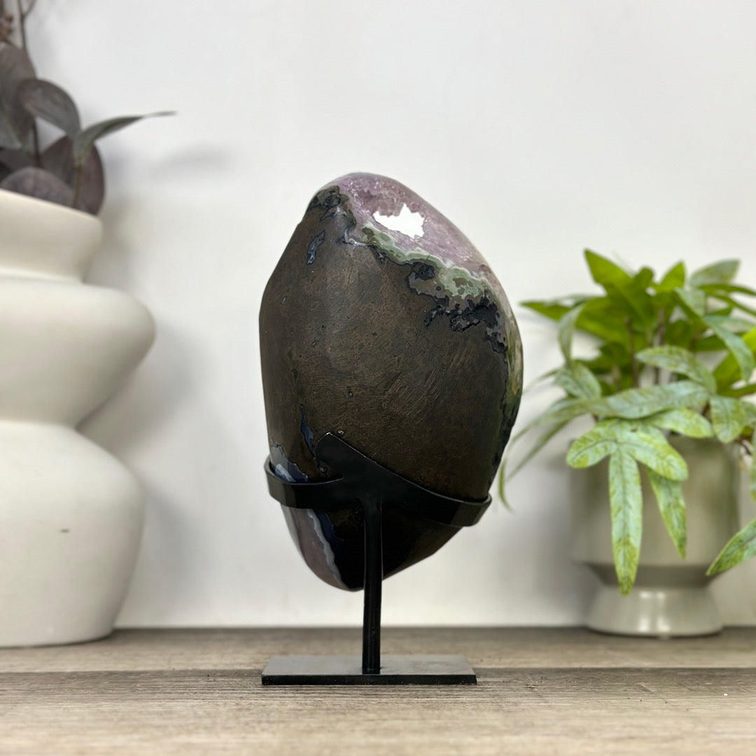 Natural Amethyst Geode with Calcite Crystal Inclusion - MWS3355