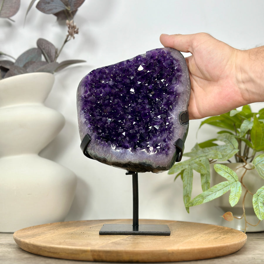Natural Top Grade Amethyst Cluster on Metal Stand for Home Decor - MWS3108
