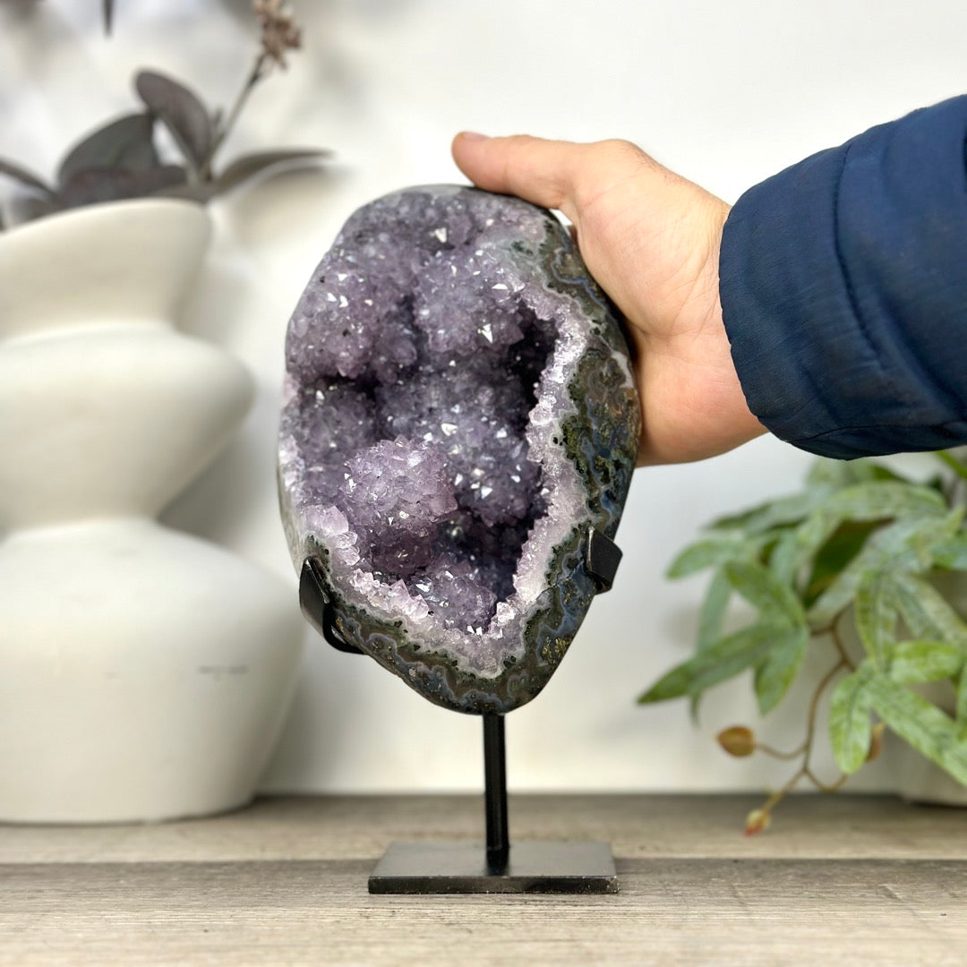 Natural Uruguayan Crystal Geode on Stand with Stalactite Formations - MWS3276