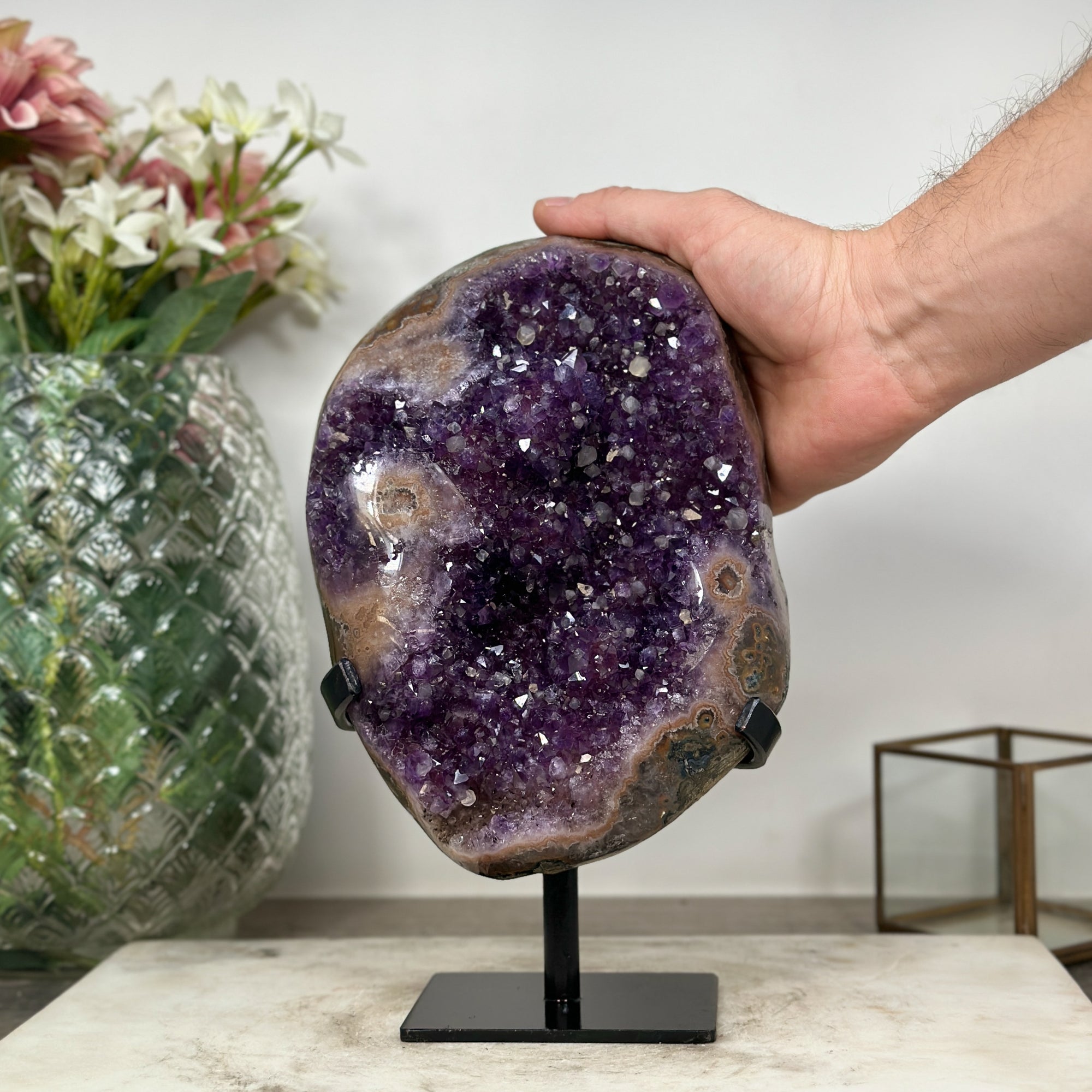 Beautiful Amethyst Stone Geode with Calcite Crystal Inclusiones - AWS0474