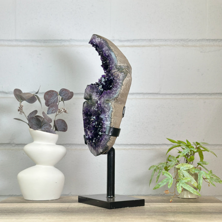 Stunning Natural Deep Purple Amethyst Cluster on Stand - MWS3156