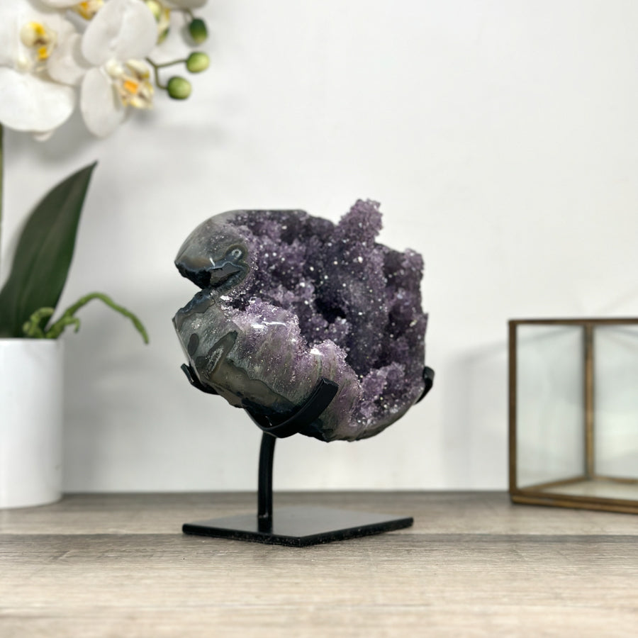 Deep Purple Amethyst Geode on Elegant Stand - MWS2765
