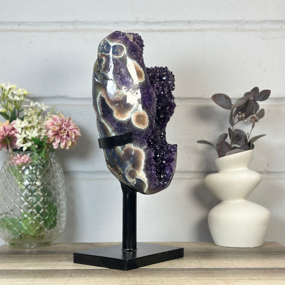 Huge 15 in Tall Amethyst &amp; Agate Statement piece from Uruguay - MWS3407