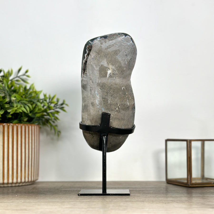 A grade Uruguayan Amethyst Geode with Metallic Stand - MWS2428