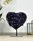 Top Quality Natural Amethyst Heart Carving with Metal Stand - HST0315