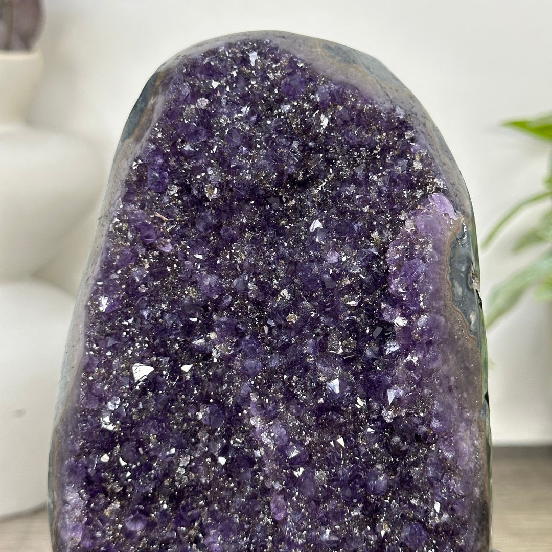 Uruguayan Amethyst Crystal statement piece with Green Jasper Shell - MWS3357
