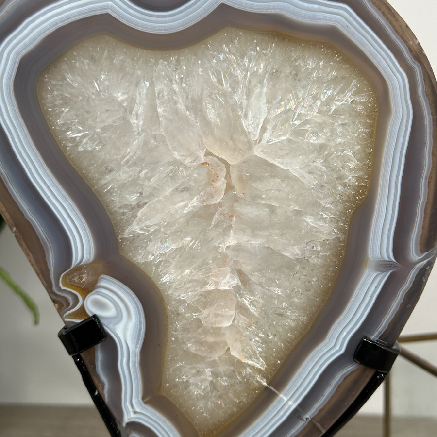 Blue Agate Slice on Stand – Polished Uruguayan Crystal - MWS2017