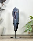 Natural Blue Banded Agate & Amethyst Geode Portal with Stand - MWS3242
