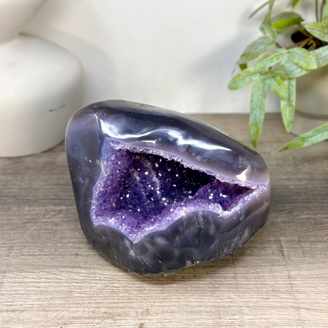 Natural Amethyst Geode with Agate Shell - STGE0098
