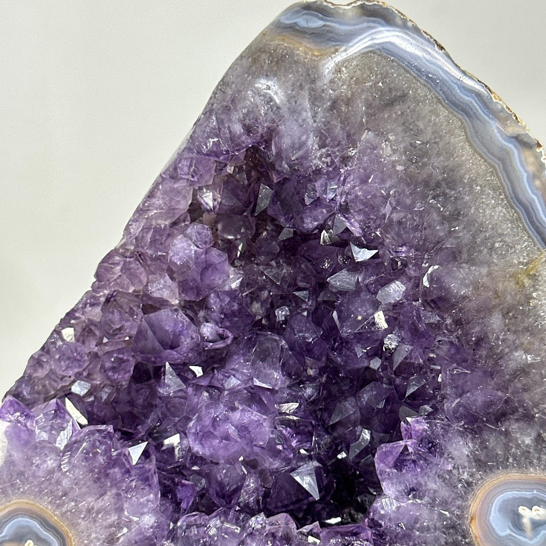 Natural Large Amethyst &amp; Blue Agate with Stalatite Eyes Formations - MWS3326
