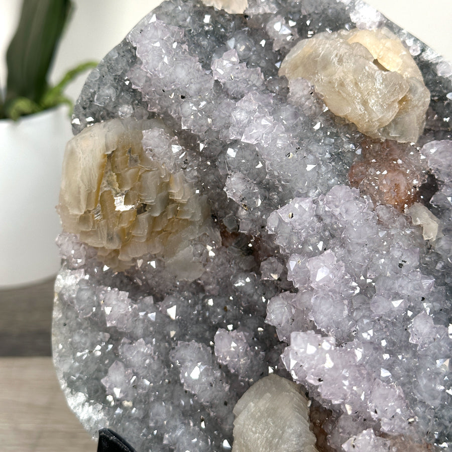 Amethyst and Calcite Crystal Cluster with stalctite Formations on Stand - MWS2607